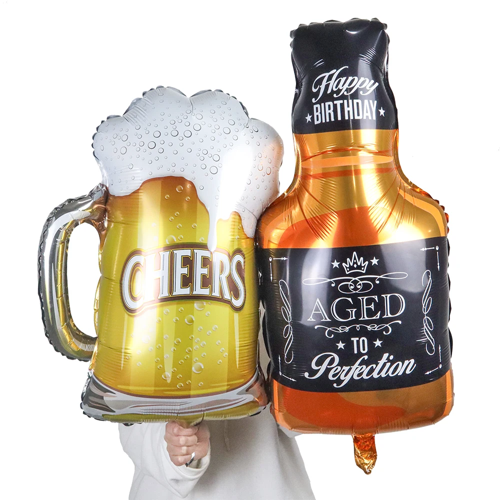 Large Helium Champagne Bottle Balloon Wine Mylar Beer Balloons Wedding Birthday Party Decorations Adult Kid Event Party Supplies