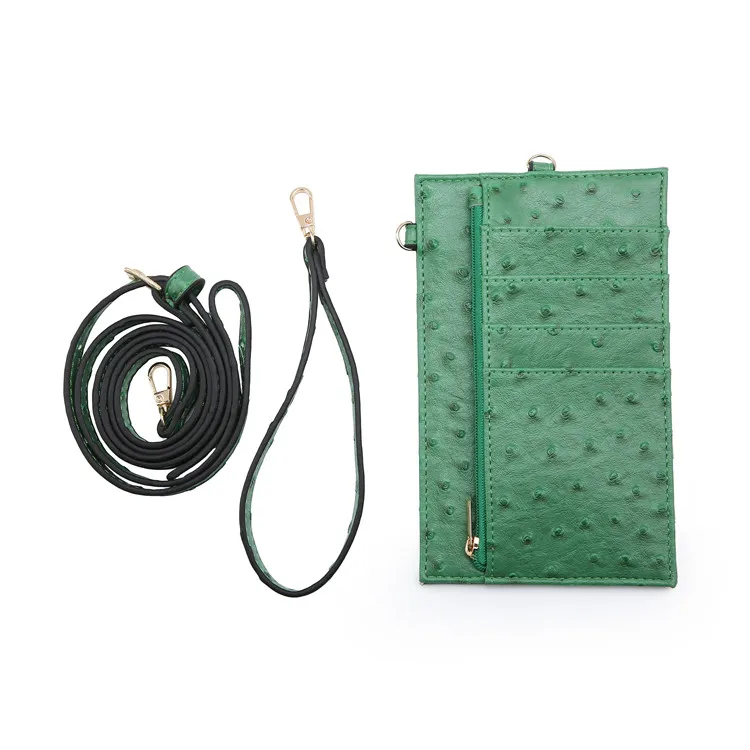Ostrich Green Модный деловой Тонкий держатель для кредитных карт для мужчин и женщин, держатель для карт, кошелек с застежкой-молнией и боковой крючок для ключей от автомобиля - Цвет: Ostrich Green