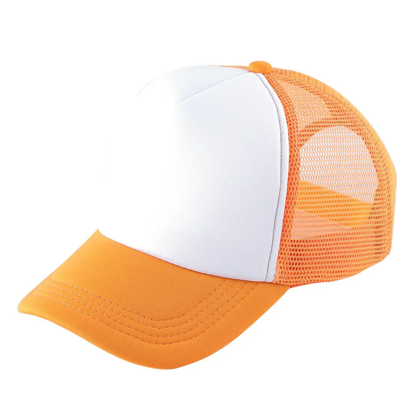 Orange white DIY бейсболка на заказ с вышитым логотипом для спорта на открытом воздухе, дышащая сетчатая шляпа, регулируемая рекламная Кепка для туризма - Цвет: Orange white