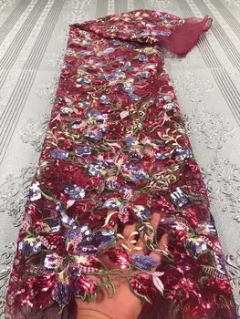

Wholesale African lace fabric high-quality lace sequins fabric France Nigeria bead lace fabric 3d embroidered wedding lace