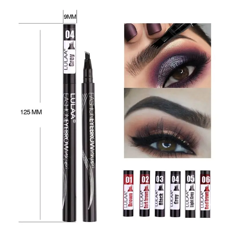 

Waterproof Sweatproof Eyebrow Pen 4-Head Fork Tip Eye Brow Enhancer Long Lasting 667D