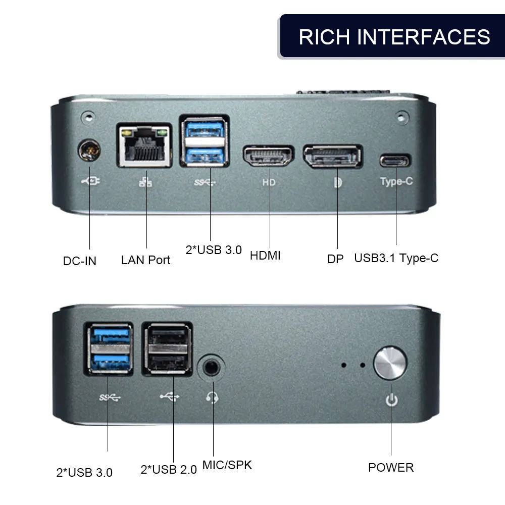 Настольный миниатюрный 8 й процессор Intel Core mini pc i3 i5 i7 8145U 8265U 8565U DDR4 M.2 PCIE NVME SSD 4K UHD tv