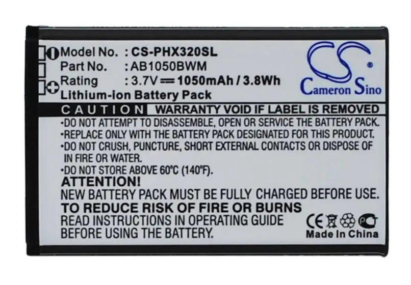 Cameron sino 1050 мАч аккумулятор для Philips Xenium 312 320X186 AB1050BWM мобильный, смартфон, Батарея