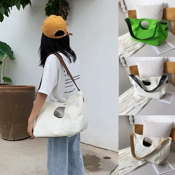 

Canvas Bag Female Shoulder Solid Color Large Capacity Fashion Shopping Bag For Women 2019 Simple Travel Reusable Tote Bags
