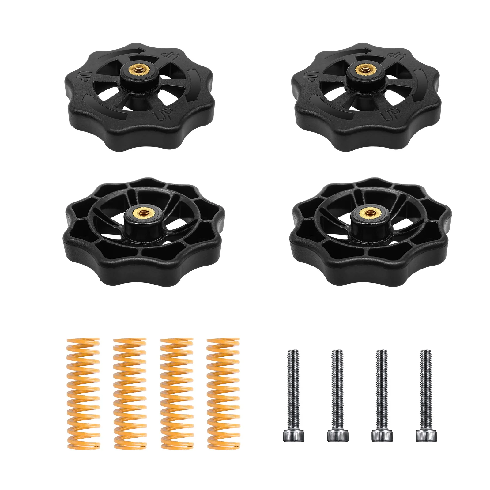 4PCS Upgraded Hand Twist Leveling Nut Diameter 40mm+ Hot Bed Light Load Compression Mould Die Springs +  M4X3Screws for 3D Print 4pcs upgraded hand twist leveling nut diameter 40mm hot bed light load compression mould die springs m4x3screws for 3d print