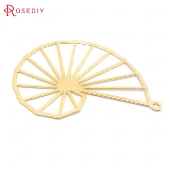 

(38441)6PCS 35x50MM 24K Gold Color Brass Conch Shape Charms Pendants High Quality Jewelry Making Supplies Findings Accessories