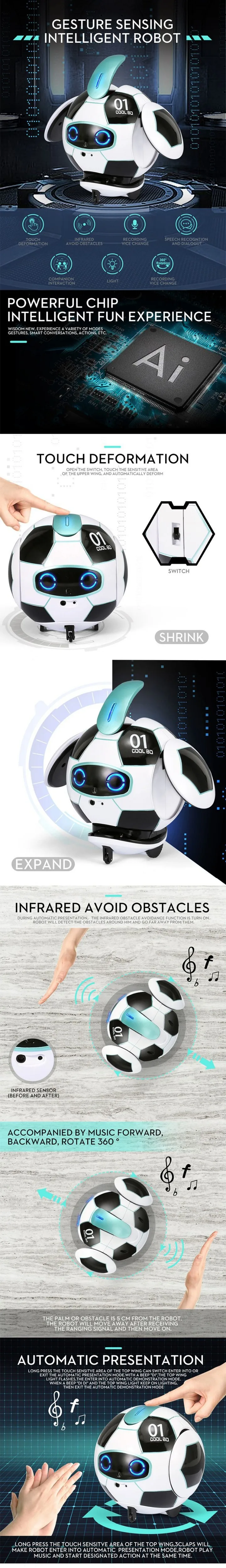 AI робот-робот с шариком, голосовое управление с инфракрасным избеганием препятствий, распознавание речи, Интеллектуальная электрическая игрушка, голосовой робот