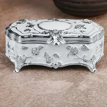 

New Innovative European Vintage Princess Jewelry Box Small Silver Plated Glazed Jewelry Storage Box Cotton Swab Toothpick
