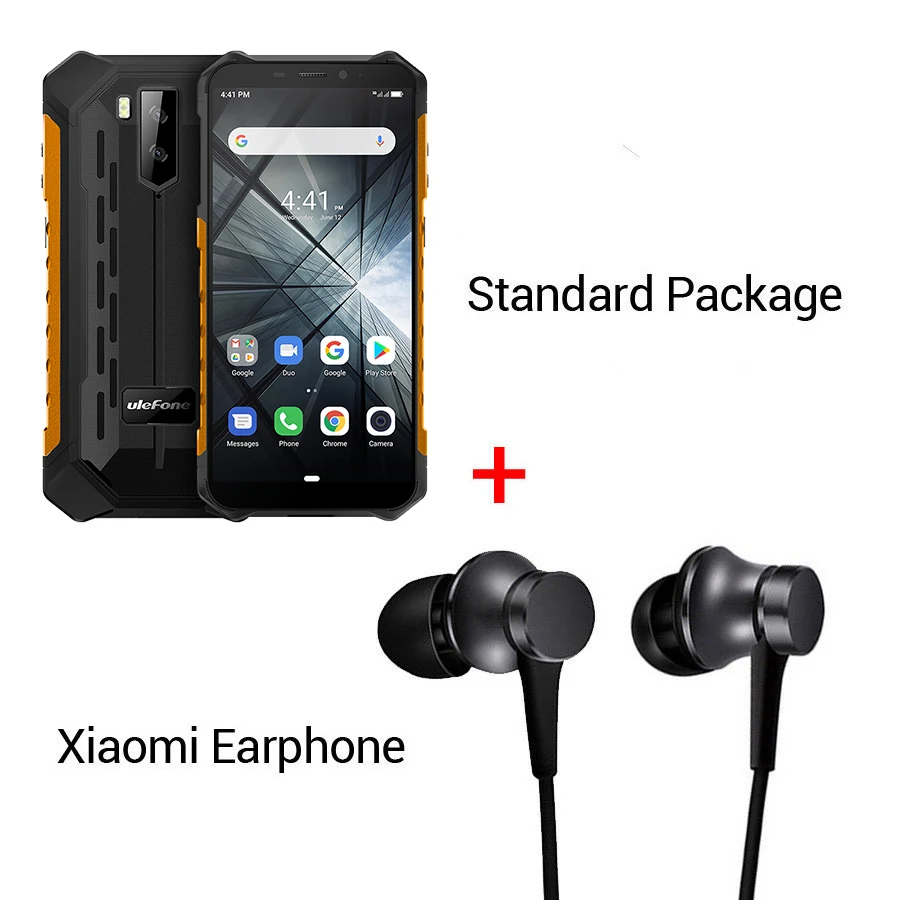Orange N Earphone Ulefone Armor X3 прочный смартфон Android 9,0 IP68 Android 5," 2 ГБ 32 ГБ 5000 мАч 3g прочный мобильный телефон Android мобильный телефон - Цвет: Orange N Earphone