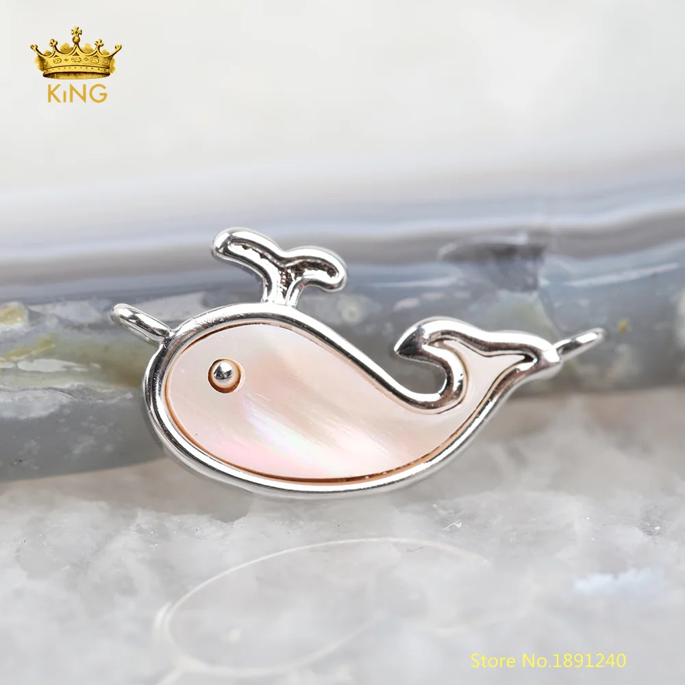 Silver Pink Shell 5 шт. корпус соединителя для изготовления ювелирных изделий, Абалон оболочки, белый корпус, розовый корпус Подвески «Кит» Подвески DIY рыбы чокеры - Окраска металла: Silver Pink Shell