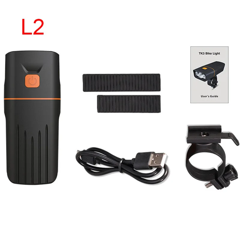 Bike Lights Set 3*L2/T6 LED Bicycle Light USB Charging Mobile Power Built-In 18650 Battery 3 Modes Front Headlight Lamp - Цвет: BkL2