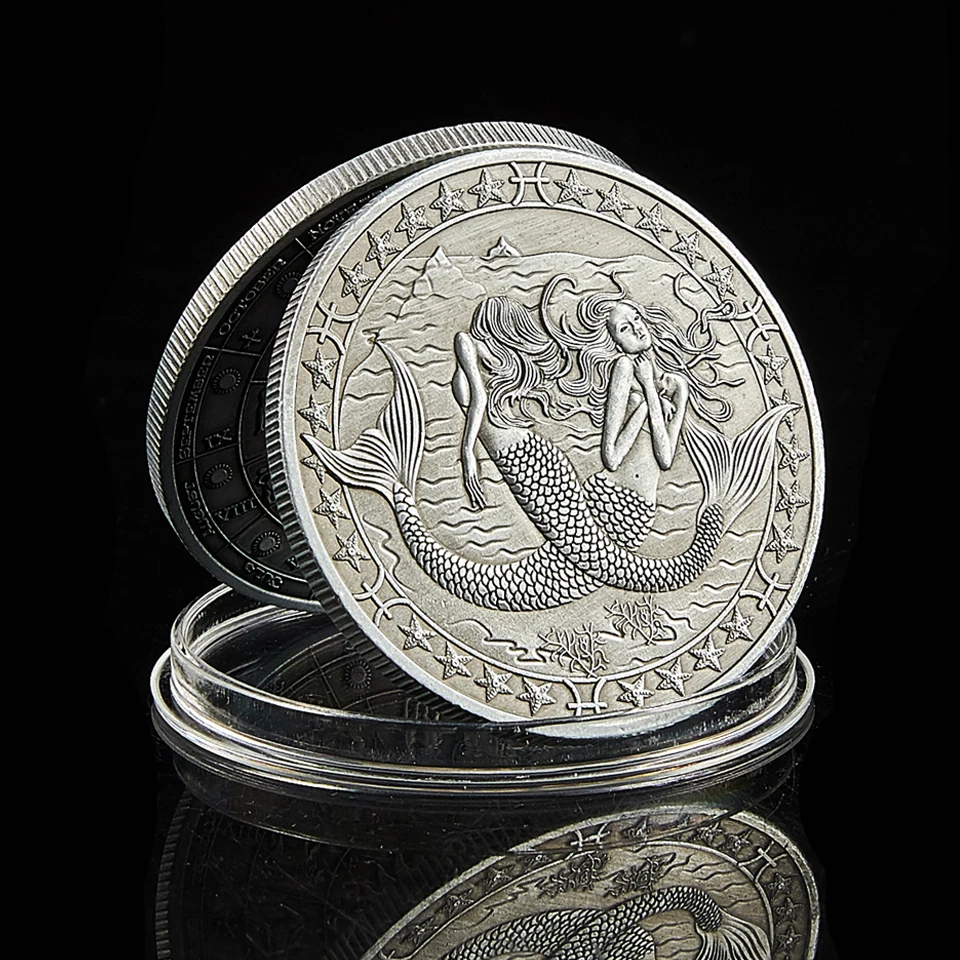 12 Constellation Pisces Antique Silver Coin 2021 Zodiac Sign Token (2.19-3.20) | Дом и сад