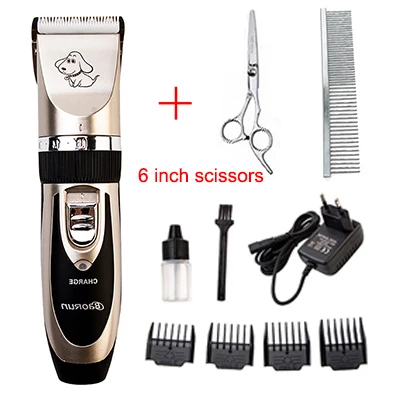 gold add scissors Электрические триммеры для домашних собак, профессиональные машинки для стрижки волос, аккумуляторные бритвы для кошек, машинка для стрижки собак, инструмент для ухода за волосами, EU - Цвет: gold add scissors