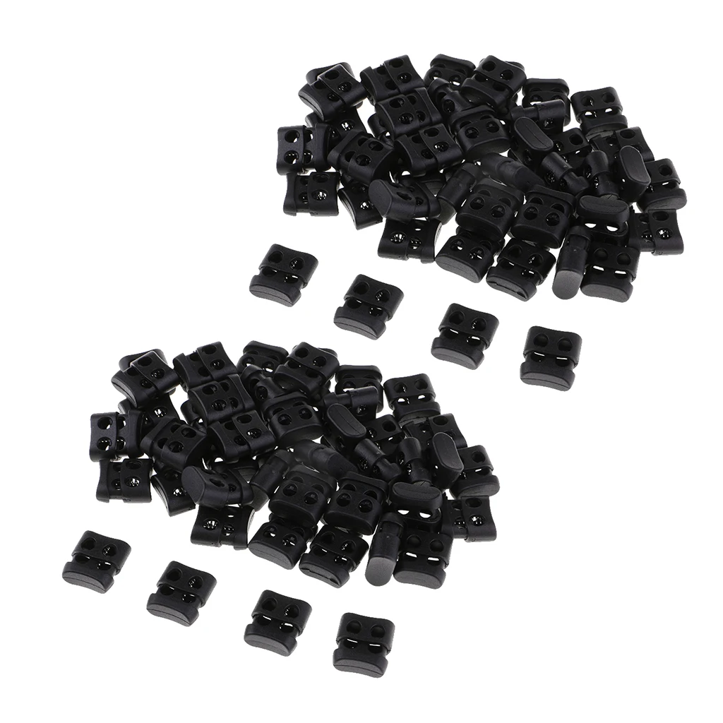 100 pieces Toggle Spring Stop Double Hole String Cord Lock Commonly Used as an Emergency Tool for Camping, Backpacks