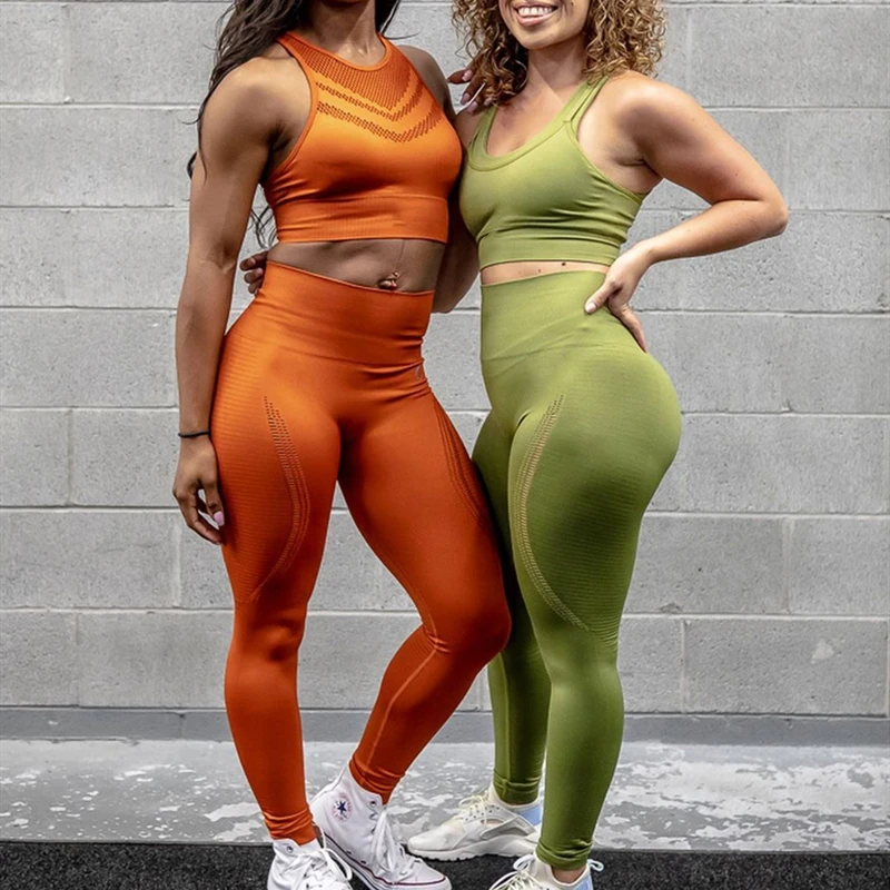 

Imlario Scrunch Butt Active Set Seamless Leggings Yoga Sports Bra Hollow Out Women Fitness Tights Squatproof Gym Workout Wear