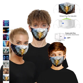 

5 Layer Filter Anti-dust Masks Animal Cool Cartoon Unisex Protection Face Masks Reusable Mouth Mask for Adults 9 Colors