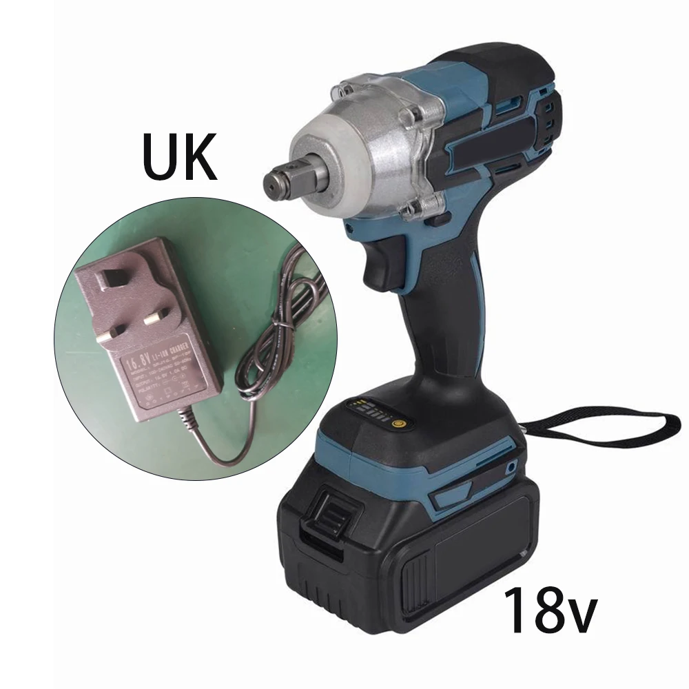 

18V 350Nm Lithium Ion Cordless 1/2 Inch Impact Wrench Tool With Charger & Battery UK / US / EU / AU Plug