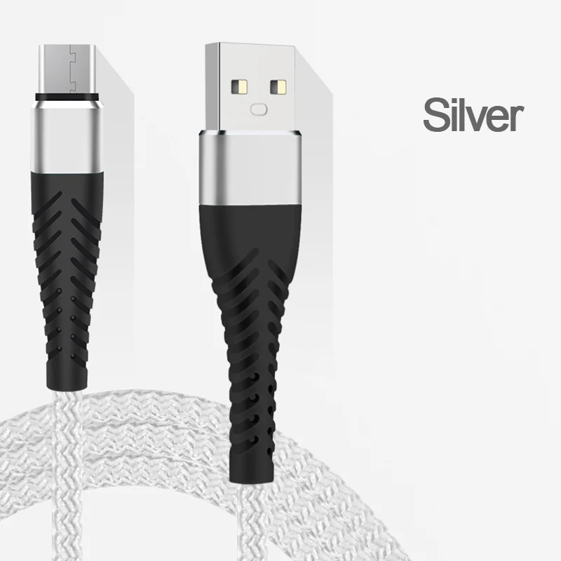 Серебристый Высококачественный Micro USB кабель usb-кабель для samsung Xiaomi Android USB 2.4A зарядный шнур микро-usb зарядное устройство кабель для мобильного телефона - Цвет: Серебристый