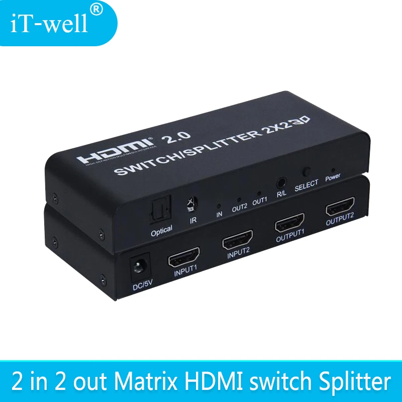 2x2 HDMI переключатель сплиттер 2 в преобразователь адаптер с дистанционным