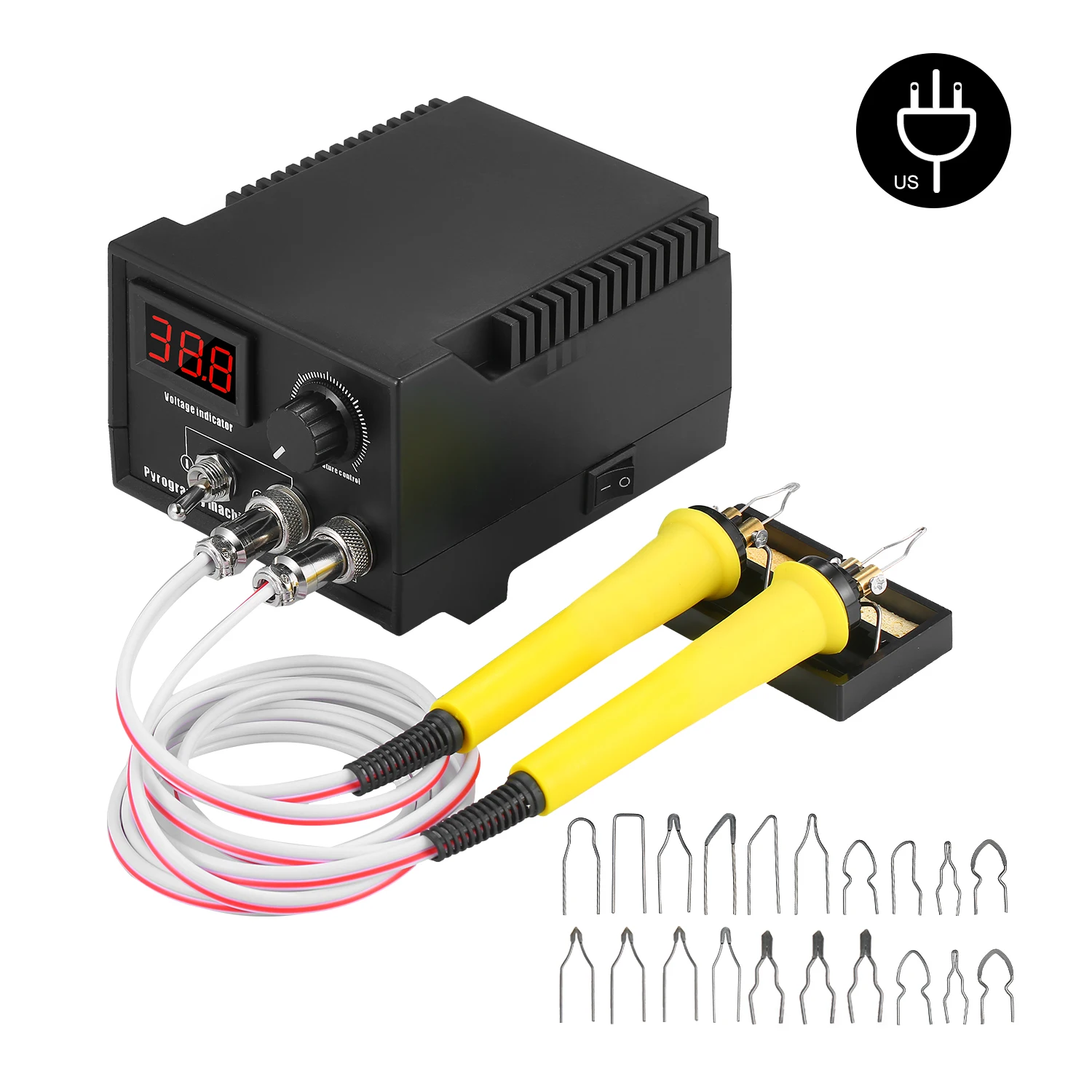 Juego de Herramientas para quemar madera, 60W, 110V-240V, ajustable, 0 ℃-800 ℃, máquina de pirograbado, soldador eléctrico