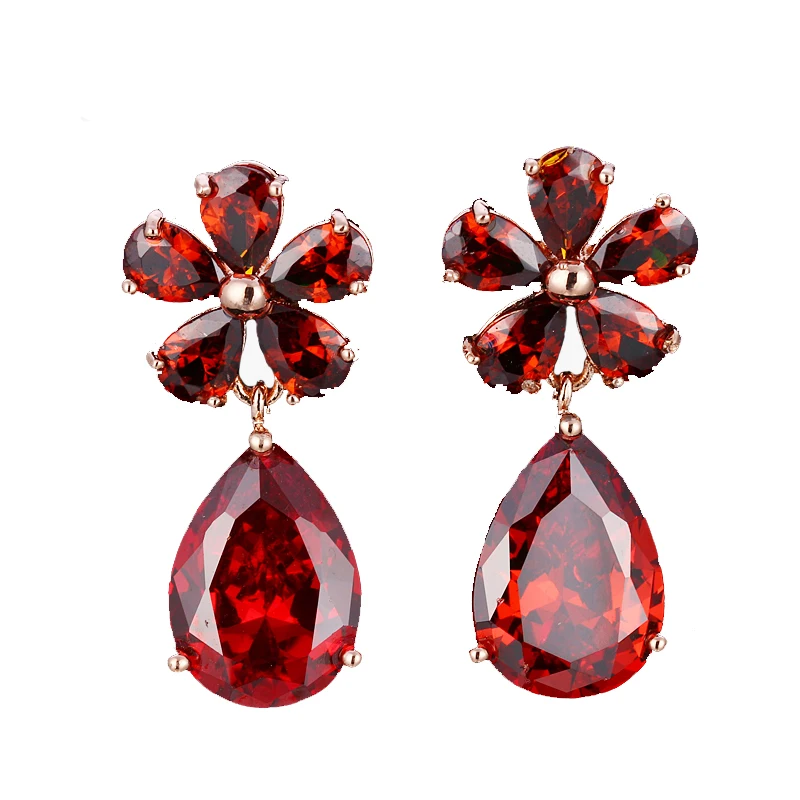 

Bettyue Brand Fashion Charm High Quality AAA Red Cubic Zircon Rose Gold Color Jewelry Earrings For Woman Wedding Party Gift