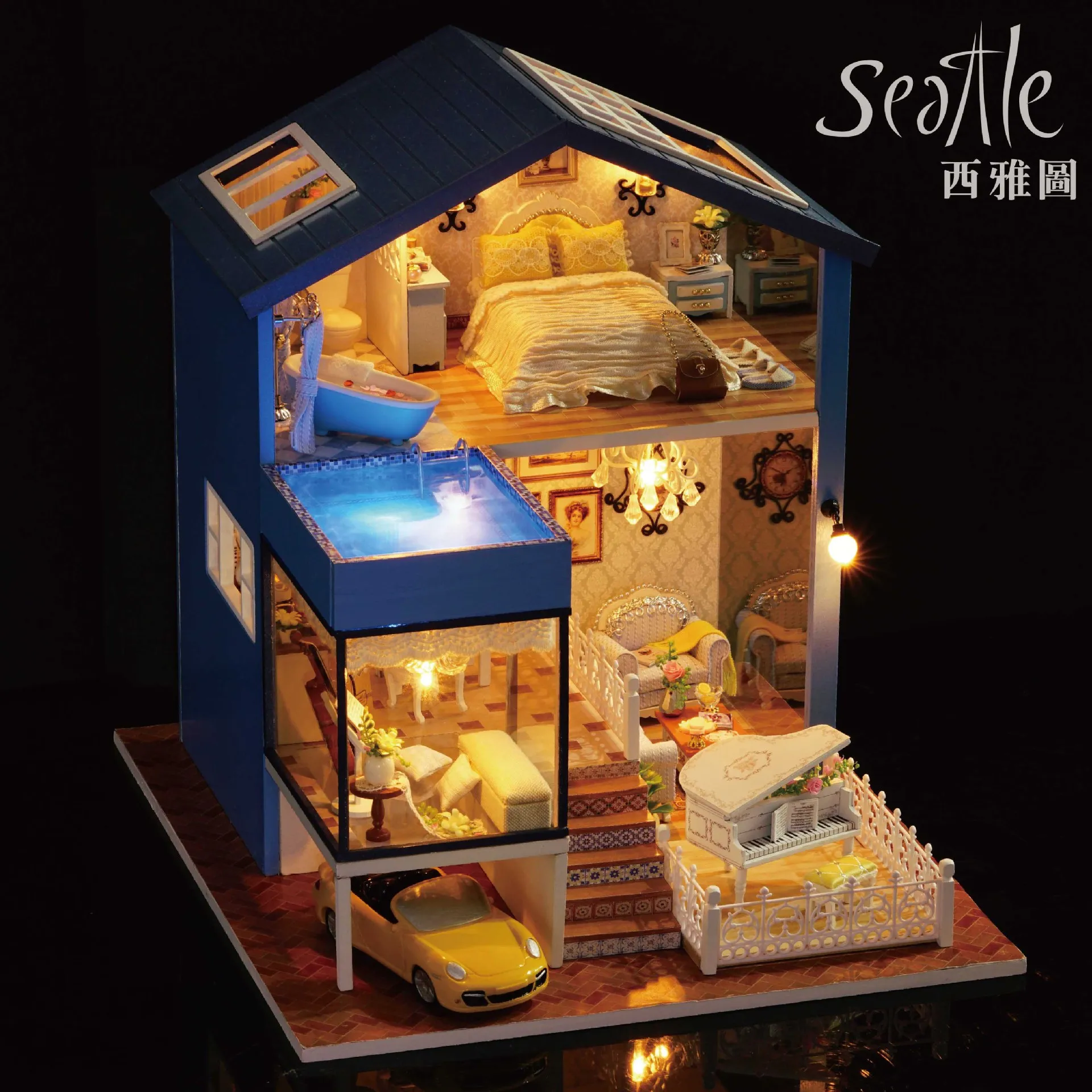 

DIY Hut Seattle Architecture Model Hand-made Small House Assembled Villa Toy Gift