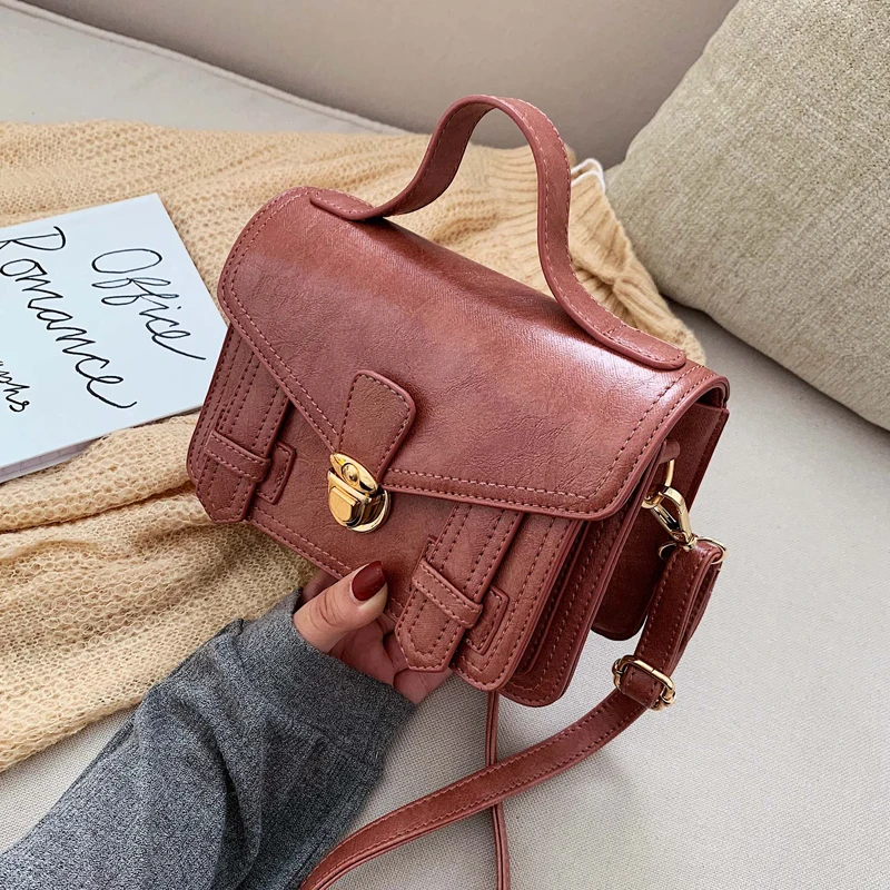 Винтажная модная женская маленькая сумка-тоут, новинка, Высококачественная женская дизайнерская сумка из искусственной кожи, сумка через плечо с замком