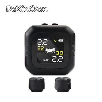 

2020 Motorcycle TPMS Motor Tire Pressure Tyre Temperature Monitoring Alarm System with 2 External Sensors Wireless LCD Display