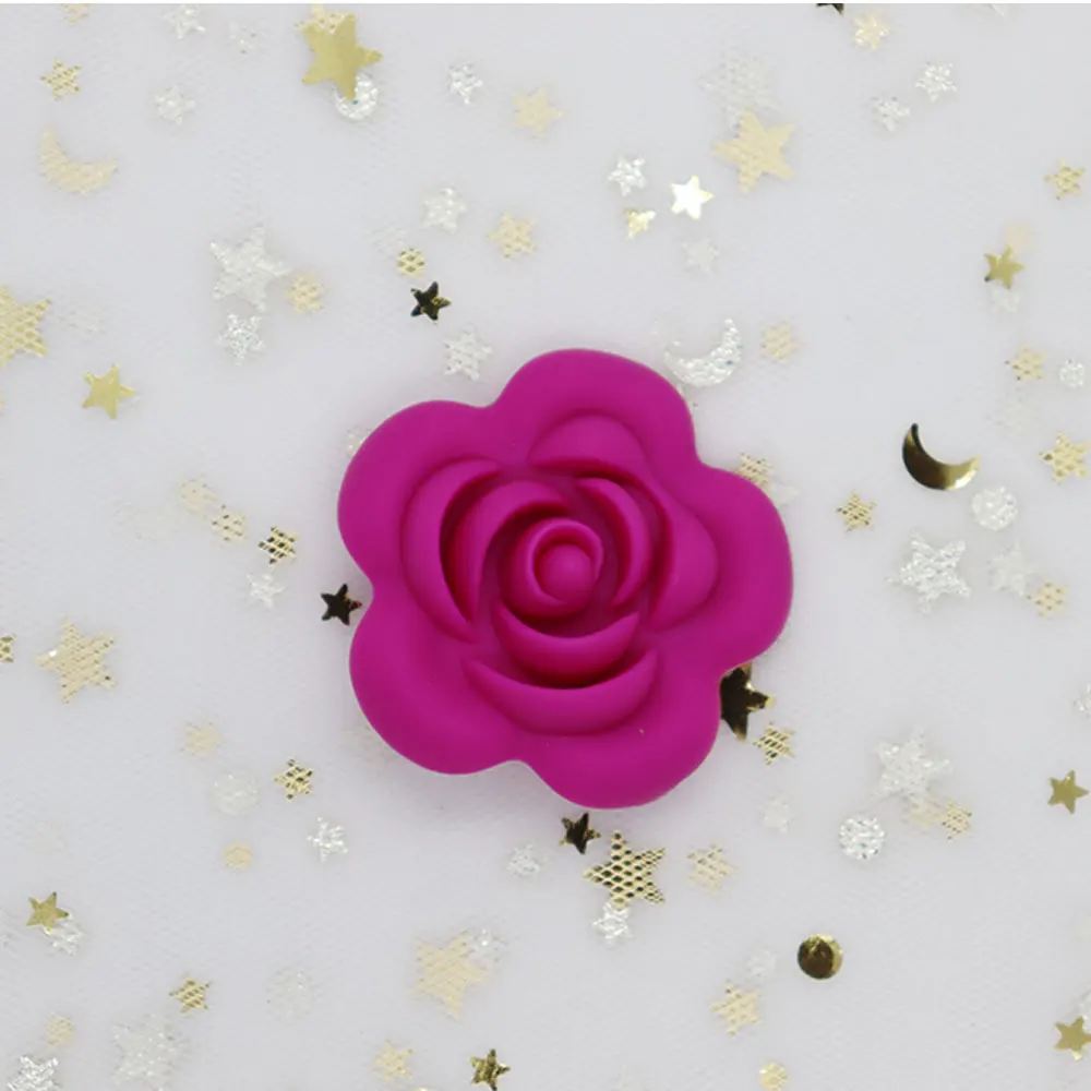 Fushia 5 шт., розовый Перл, силиконовые бусины, цветок, Силиконовая зубная форма, сделай сам, Детские Прорезыватели, бусинки для изготовления ювелирных изделий, детские товары, игрушки для прорезывания зубов - Цвет: Fushia