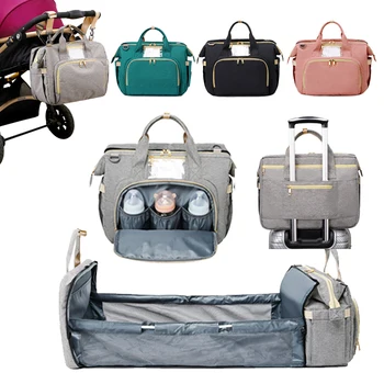 

2in1 Diaper Bag Backpack Travel Portable Large Capacity Shoulder Mommy Folding Crib Bags Waterproof nappy bag