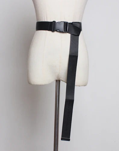 Fashion Black Canvas Belt for Women Casual Female Waist Belts with Plastic Buckle Harajuku Solid Color Long Belts ceinture femme - Цвет: Черный