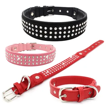 

Dog Collar Crystal Hot Bling Rhinestone Pu Leather Puppy Cat Collars Necklace Neck Strap Personality Pet Products