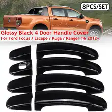 8 шт. в комплекте ABS черный Глянец углеродного волокна 4 дверные ручки крышки для Ford Focus побег Kuga Ranger 2013 автомобиля