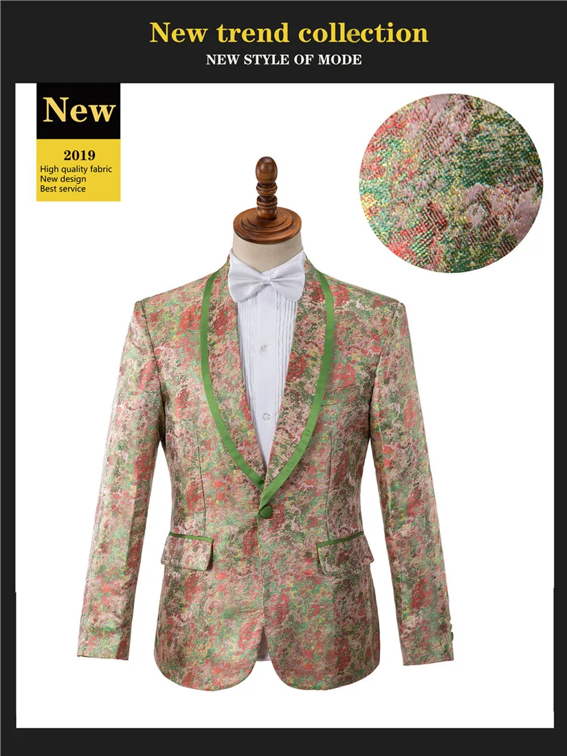 same as picture Thorndike costum сделано Золотой классический узор стиль мужской свадебный костюм двубортное пальто высокого качества мужской Wondeful костюм - Цвет: same as picture