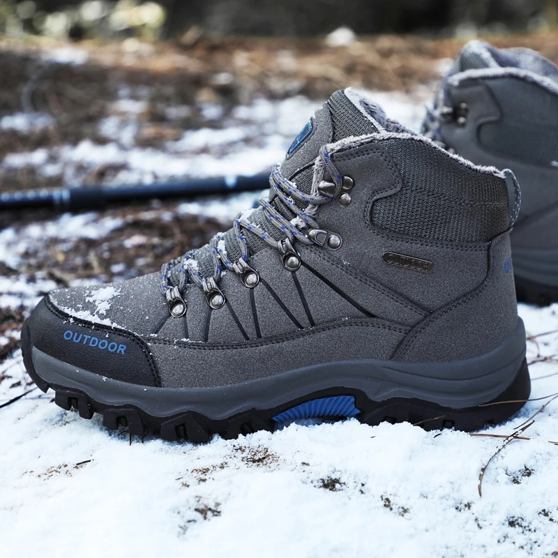 Super Warm Men Snow Boots High Quality Suede Leather Men Plush Winter Boots Outdoor Men Shoes Ankle Snow Boots Winter Men Shoes