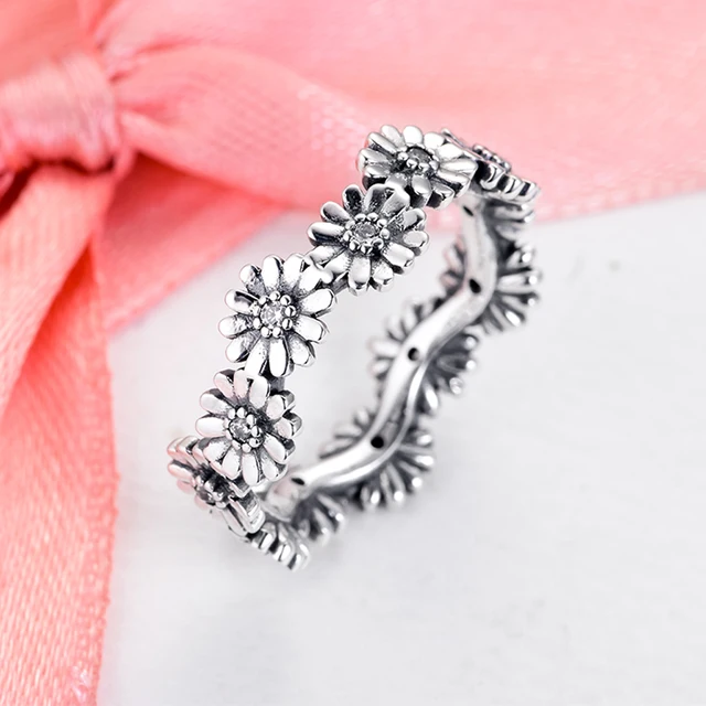 Hot Sale 925 Sterling Silver stackable infinite Heart Daisy Flower Ring For Women Original 925 Silver Rings Brand Jewelry Gift 4