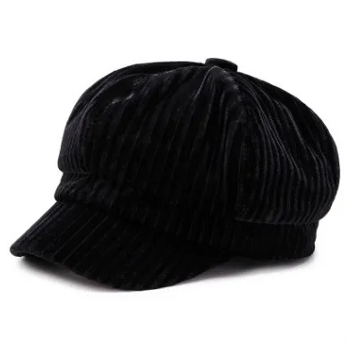 SHALUOTAOTAO Тренд Осень Зима термо Snapback кепка газетчика для женщин Складная Мода Элегантные дамы бренды восьмиугольная кепка - Цвет: Black