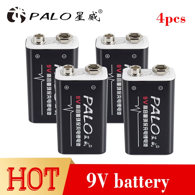 PALO 4 шт. 9 В литий-ионная аккумуляторная батарея 6f22 9 в bateria 600 мАч литий-полимерный ионный аккумулятор для RC камеры Дрон аксессуары игрушки