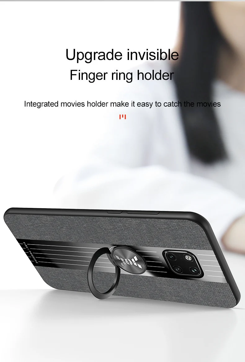 Для huawei mate 20 Pro Чехол Роскошная жесткая ткань с кольцом магнитный штатив тонкая защитная задняя крышка для huawei mate 20 lite mate 20