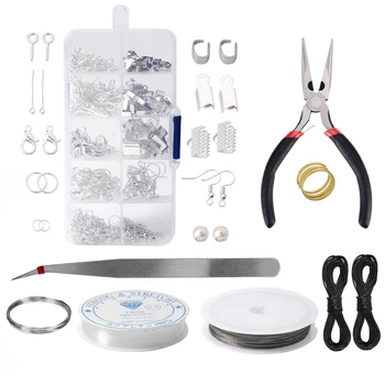 

Jewelry Earrings Necklace Bracelets Anklet Making Set Pliers Silver Bead Wire Jewelry Repair Starter Kit