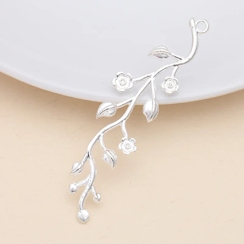 20 PCS 15*59mm Metal Alloy Flowers Branches Leaves Pendant Gold Silver Long Pendant Connectors Charm DIY Jewelry Findings