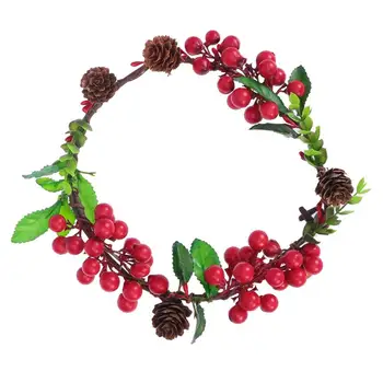 

Bridal Berries Headband Simulation Pine Cone Crown Headdress Wedding Headwear Photography Props (Red)