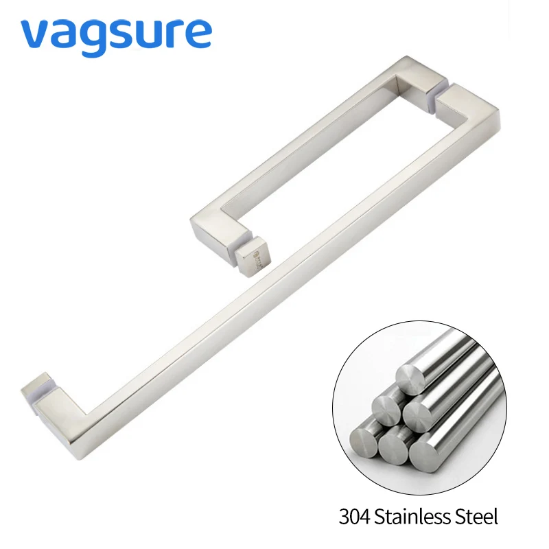 

1 Pair Polishing 304 Stainless Steel Square Shower Door Handle Sliding Glass Door Suitable 8-12mm Glass Thickness Shower Cabin