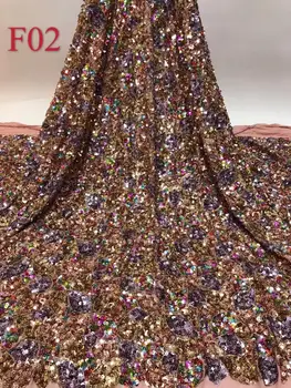 

2020 New Embroidery African Mesh Lace Fabrics Sequins Lace Fabrics Flower Pattern Sequence Laces Fabric for Nigerian Net Lace