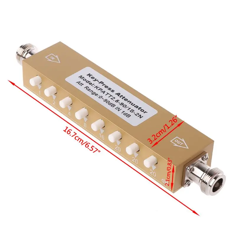 Регулируемый аттенюатор N 5 Вт 0-90dBi DC-2.5GHZ 50ohm коаксиальный 8-ключ Прямая поставка Поддержка