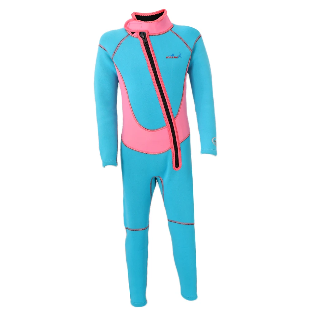 XS pink Детский Гидрокостюм с длинным рукавом 2,5 мм, пляжный купальный костюм на молнии спереди, костюм для подводного плавания, полная длина - Цвет: XS pink