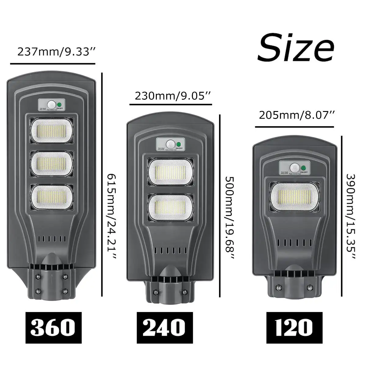 Smuxi 30000LM 120W/240W/360W Solar Street Light 150/300/500 Grey Outdoor High-brightness Lamp Motion Sensor Remote control IP65