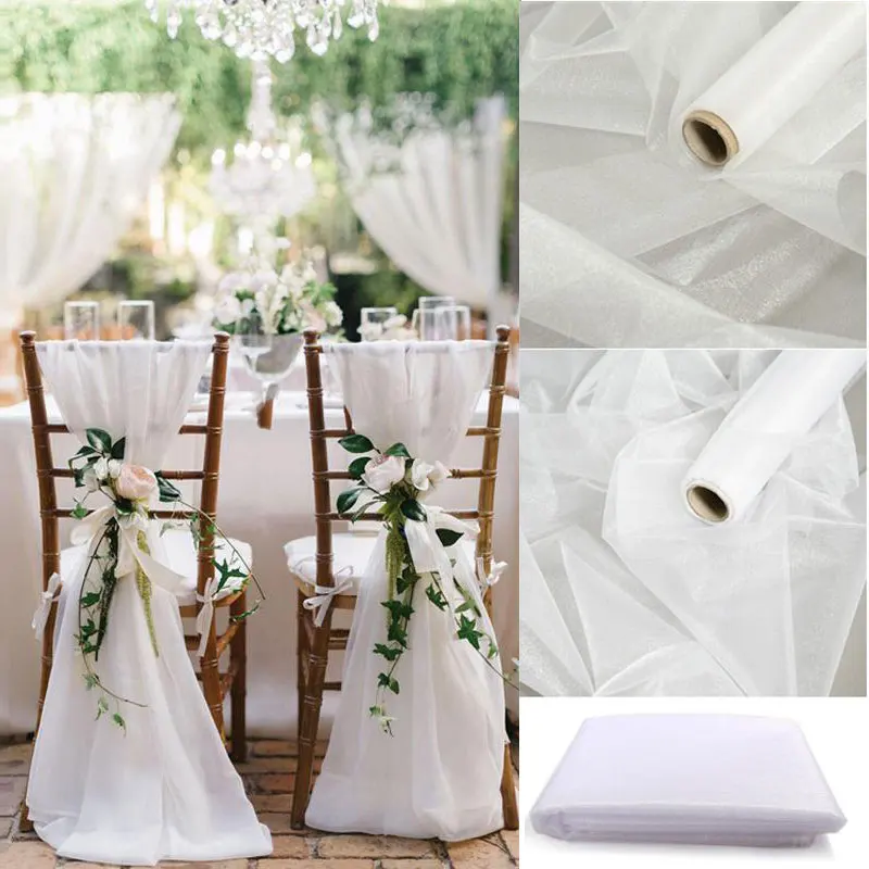 Best Offers Rollo de tul de cristal puro para boda, 5/10M, tela de Organza para ceremonia, fiesta, decoración rústica para boda, bricolaje, cintas para silla de Organza BEpJNn6Ka