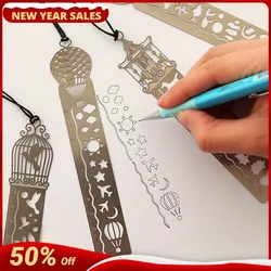 Règle de marque page en métal, Kawaii, forme géométrique, mignon, aléatoire, pour enfants, fourniture scolaire, règle de dessin, bricolage à la main, 1 pièce 