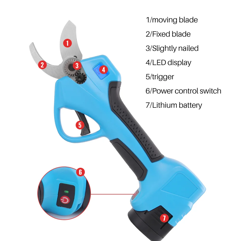 Swansoft Professional Cordless Electric Pruning Shears With 2 Battery